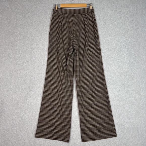 Reformation Brown Plaid Faye High Waisted Wide Leg Trouser Pant Size 2 - Picture 5 of 13